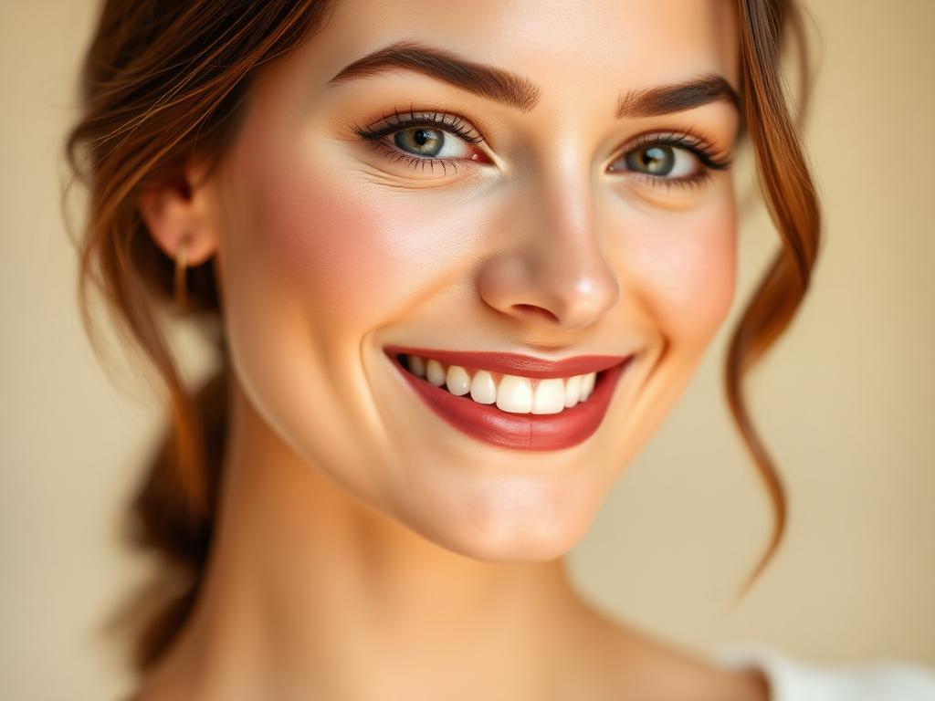 Retrato de paciente com sorriso harmônico e natural