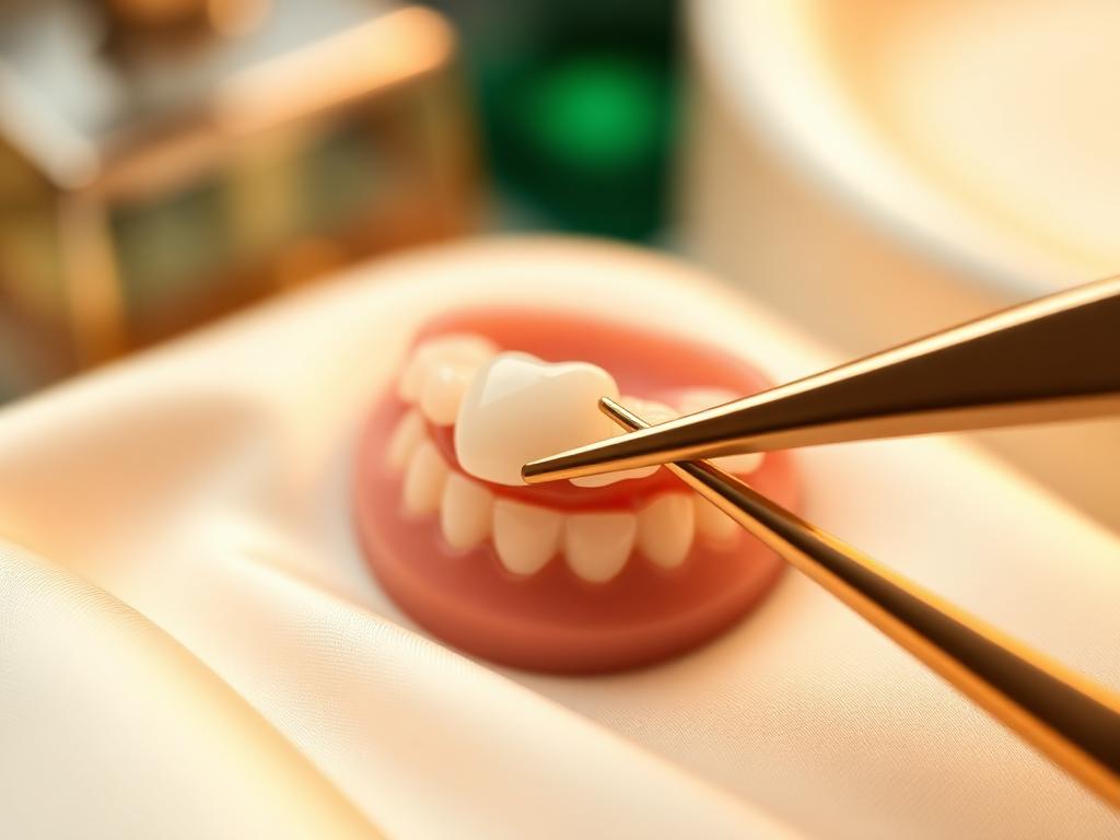 Lente de contato dental de cerâmica ultrafina segura por pinça dourada